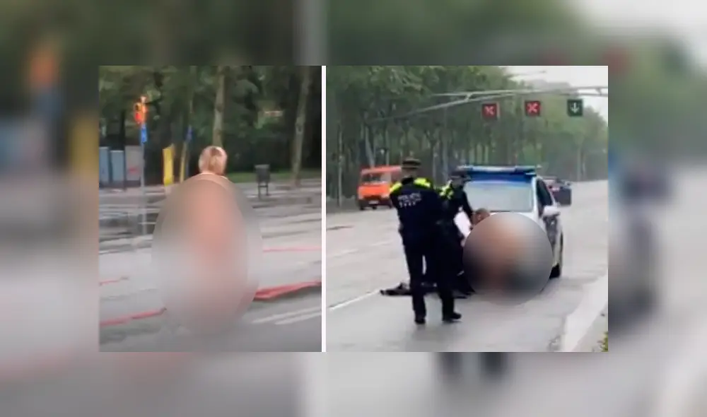 Mujer violó la cuarentena para salir a pasear completamente desnuda por las calles de Barcelona. (Foto: Captura)