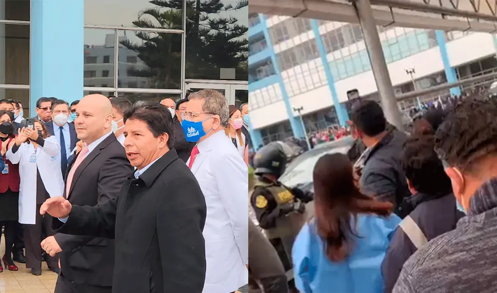 Pedro Castillo participó en la ceremonia del aniversario del Hospital Rebagliati. Foto: composición LR