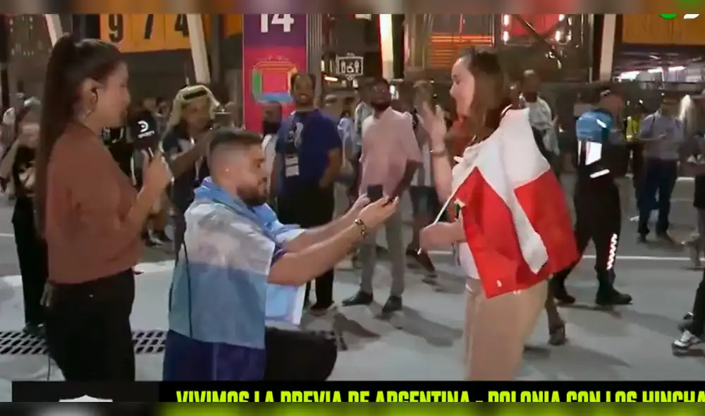 Él es de Argentina y ella de Polonia. Pero eso no fue impedimento para sellar su unión. Foto: captura DirecTV Sports