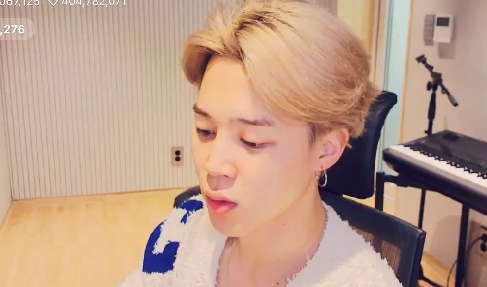Desliza para ver más imágenes de Jimin de BTS. Foto: Captura V Live