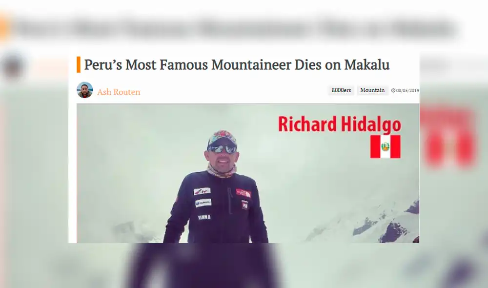 Richard Hidalgo: así reaccionó la prensa internacional sobre la muerte del montañista peruano