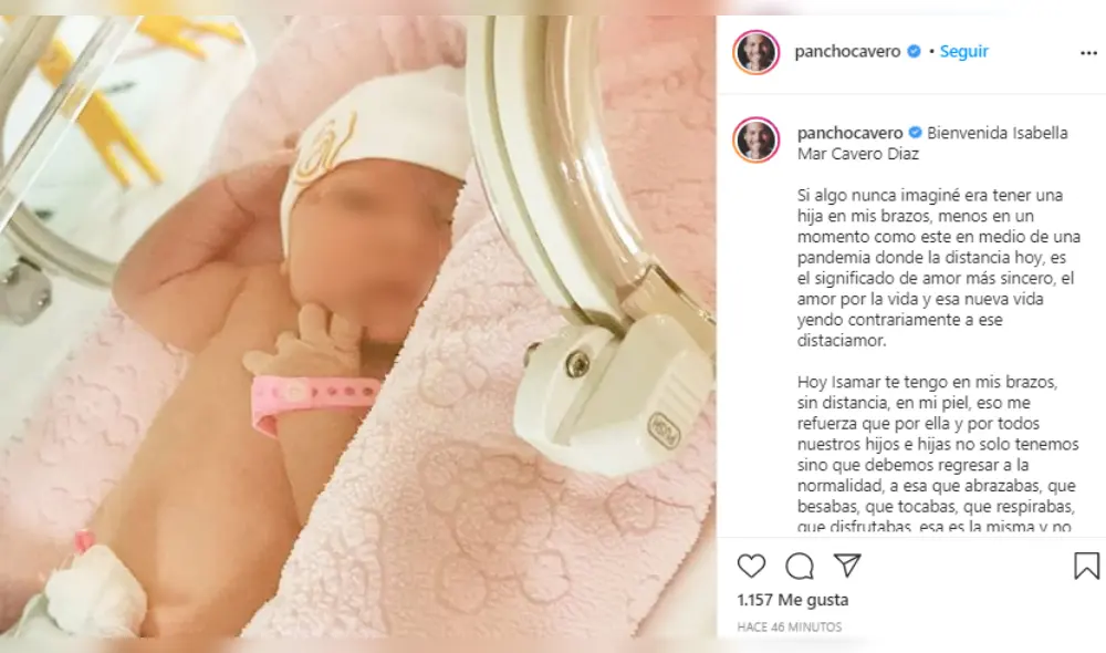 Pancho Cavero y la actriz Ximena Díaz se convierten en padres de una niña llamada Isabella Mar
