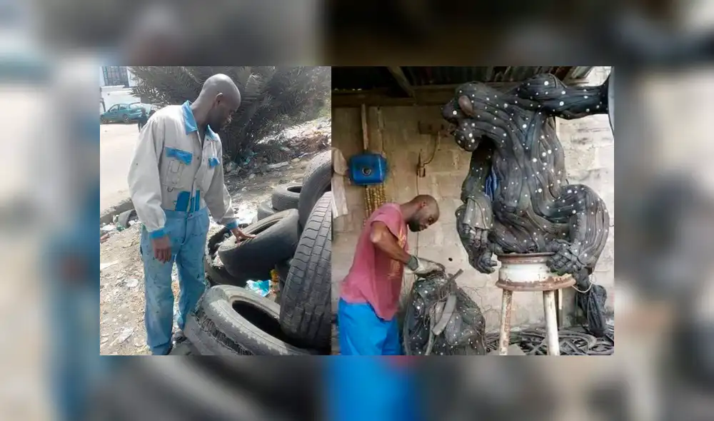 Facebook viral: joven africano sorprende al mundo al crear esculturas con llantas recicladas [FOTOS]