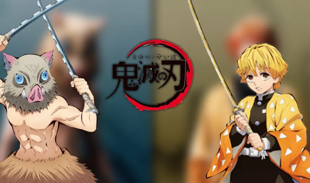 La nueva apariencia de  Inosuke y Zenitsu en el live-action de Kimetsu no Yaiba. Créditos: Composición