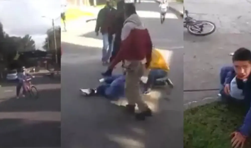 Los vecinos molieron a golpes al ladrón y le quitaron su bicicleta. Foto: Captura/Facebook/Pulzo
