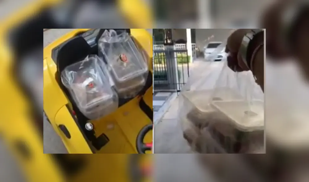 Desliza a la izquierda para ver más fotografías del peculiar recibimiento de un pedido de comida. (Foto: captura)