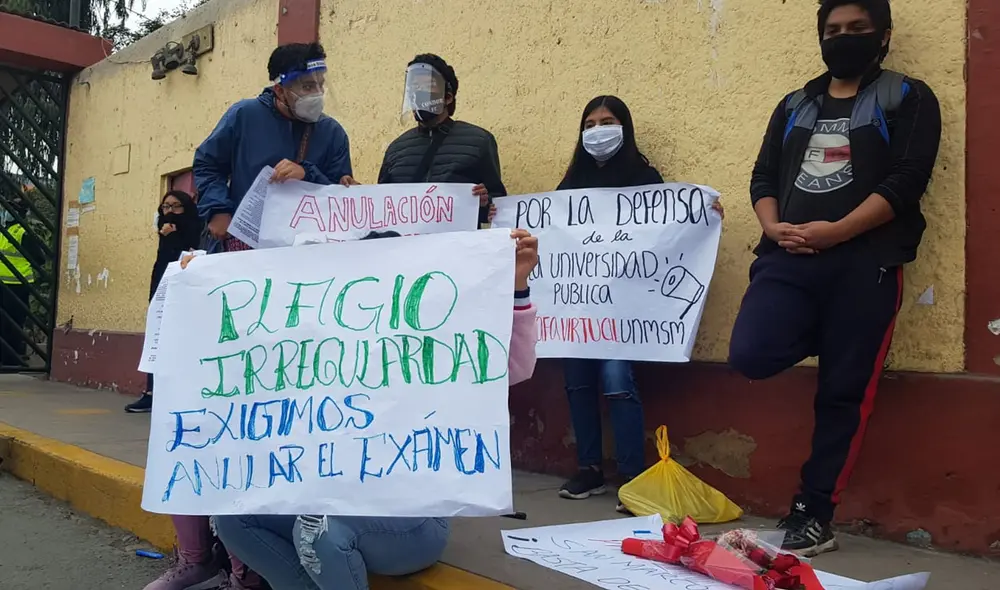 Alumnos de la UNMSM protestan en contra de examen de admisión virtual | Créditos: Luis Villanueva/URPI - GLR
