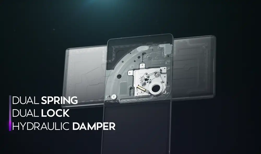 Mecanismo interno de la bisagra que une las dos pantallas del LG Wing. | Foto: LG