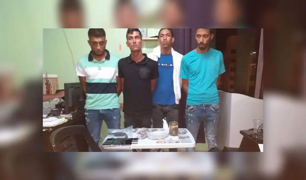 César Daniel Salazar Bello, quien viste polo negro, cayó junto a sus cómplices  Eduardo Padrón Orihuen, Kleiver Guerrero Martínez, Wuilaer Carrasquel Gamez. Todos de nacionalidad venezolana. (Foto: Difusión)