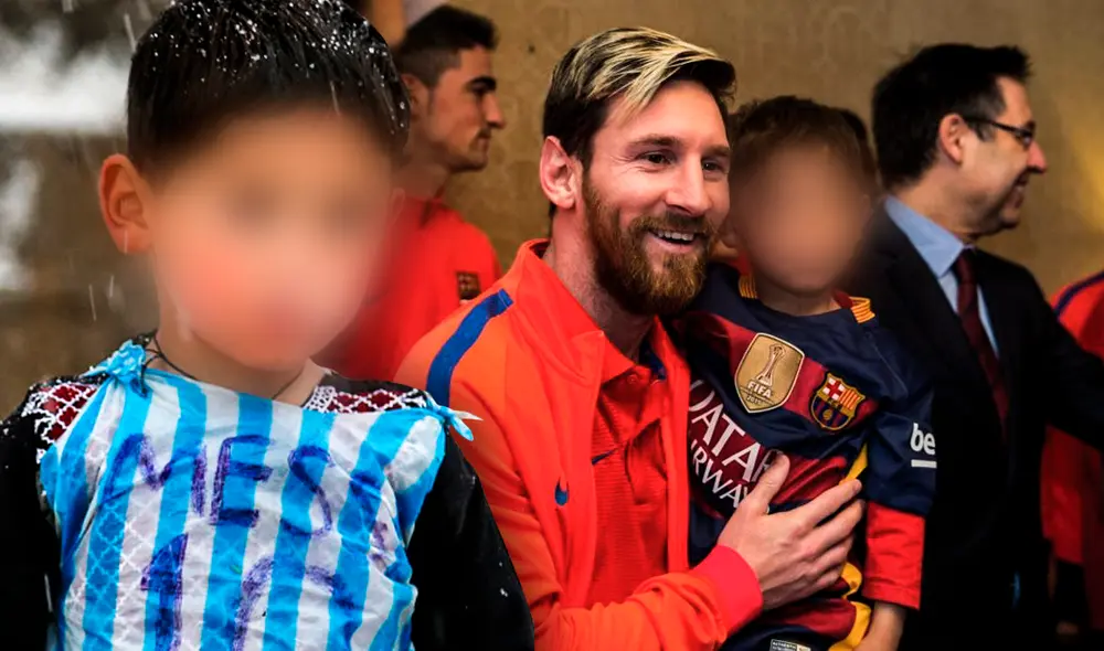 Murtaza Ahmadi, nacido en Afganistán, se volvió viral en plataformas digitales por la camiseta de plástico que emulaba la número 10 de Leonel Messi. Foto: composición de Fabrizio Oviedo/BBC/FCBarcelona