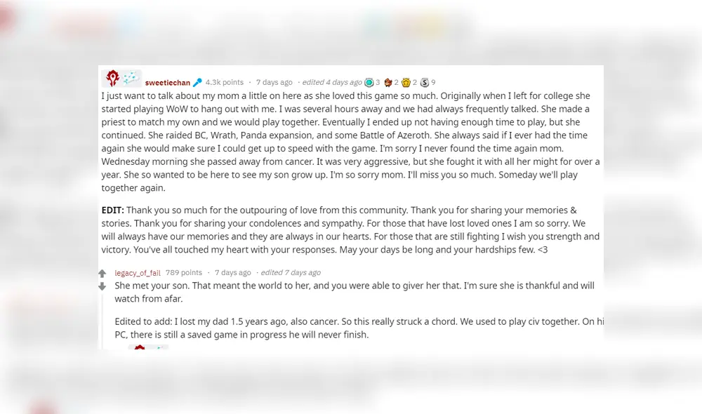 Valerosa madre hizo de todo por aprender a jugar World of Warcraft mientras luchaba con la enfermedad para pasar más tiempo con su hijo universitario.