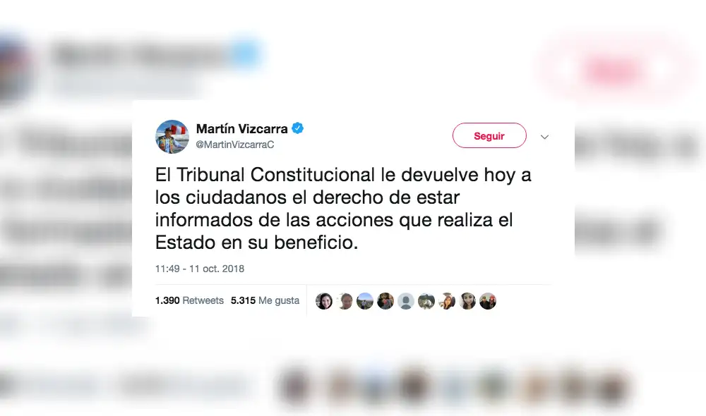 Vizcarra: “Fallo devuelve el derecho a la información” Vizcarra: “Fallo devuelve el derecho a la información”