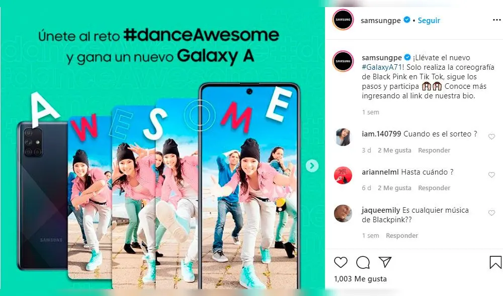 Samsung Perú lanzó el reto #danceAwesome, por el premio de un nuevo Galaxy A7.