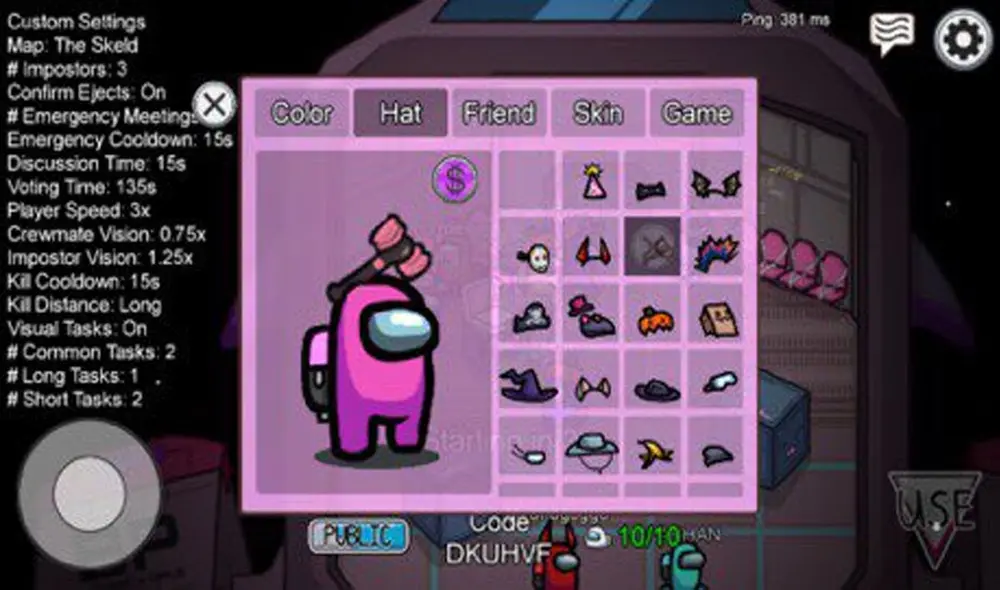 En Among pink puedes tener el popular chipote como accesorio para tu tripulante. Foto: @Amongpinkgame