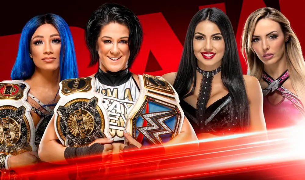 Bayley & Sasha Banks vs. The IIconics HOY en Monday Night RAW. Foto: WWE