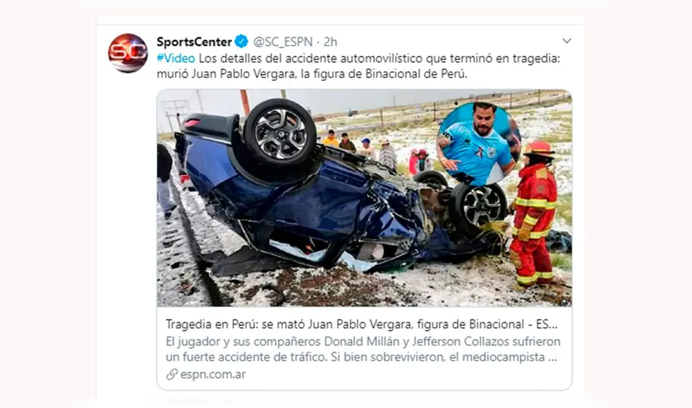 Juan Pablo Vegara: así informó la prensa internacional sobre la muerte del jugador de Binacional. Juan Pablo Vegara: así informó la prensa internacional sobre la muerte del jugador de Binacional.