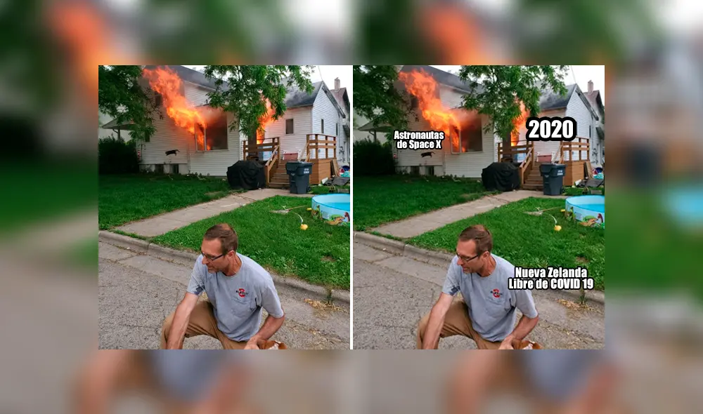 "Este hombre salvó a nuestro perro. Pueden ver a mi gato saltando por la ventana", escribió el dueño de la casa. (Foto: distriived/Reddit) "Este hombre salvó a nuestro perro. Pueden ver a mi gato saltando por la ventana", escribió el dueño de la casa. (Foto: distriived/Reddit)