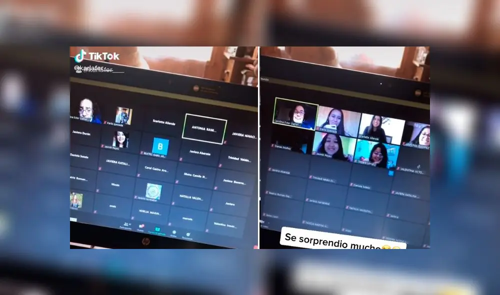 Desliza las imágenes para ver la emotiva reacción que tuvo una maestra al conocer a sus alumnos por videollamada. Foto: Karla Quezada/TikTok Desliza las imágenes para ver la emotiva reacción que tuvo una maestra al conocer a sus alumnos por videollamada. Foto: Karla Quezada/TikTok