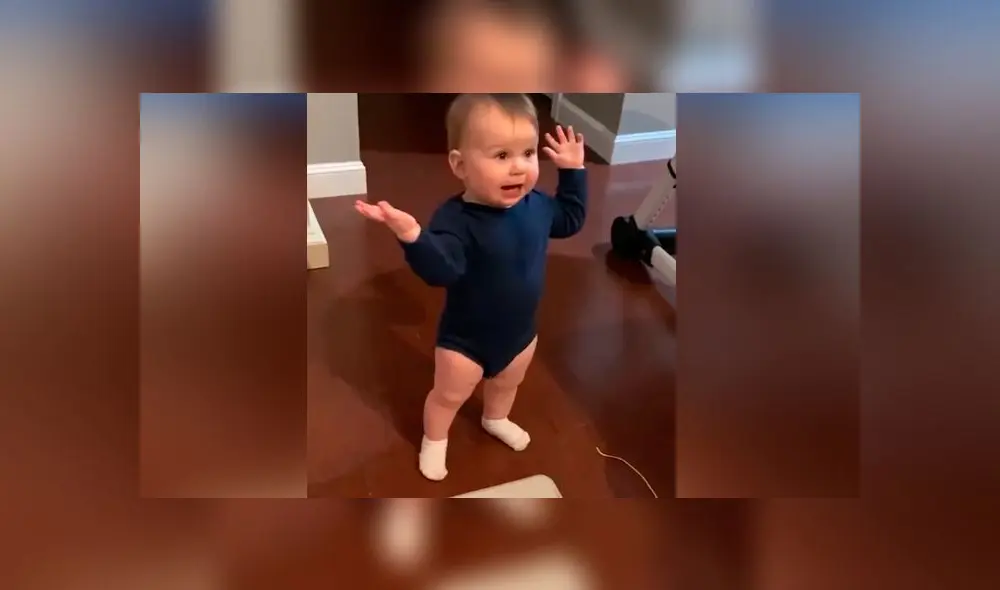 Desliza las fotografías para ver la peculiar escena que protagonizó un bebé y su papá. Foto: Captura/Newsflare