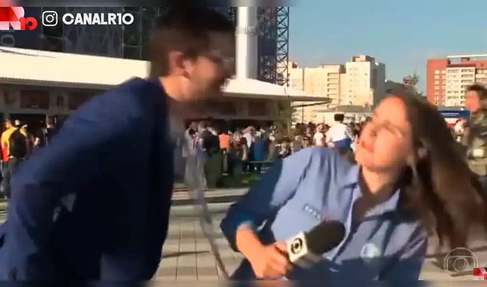 YouTube viral: intenta robarle un beso a periodista y ella reacciona así [VIDEO]