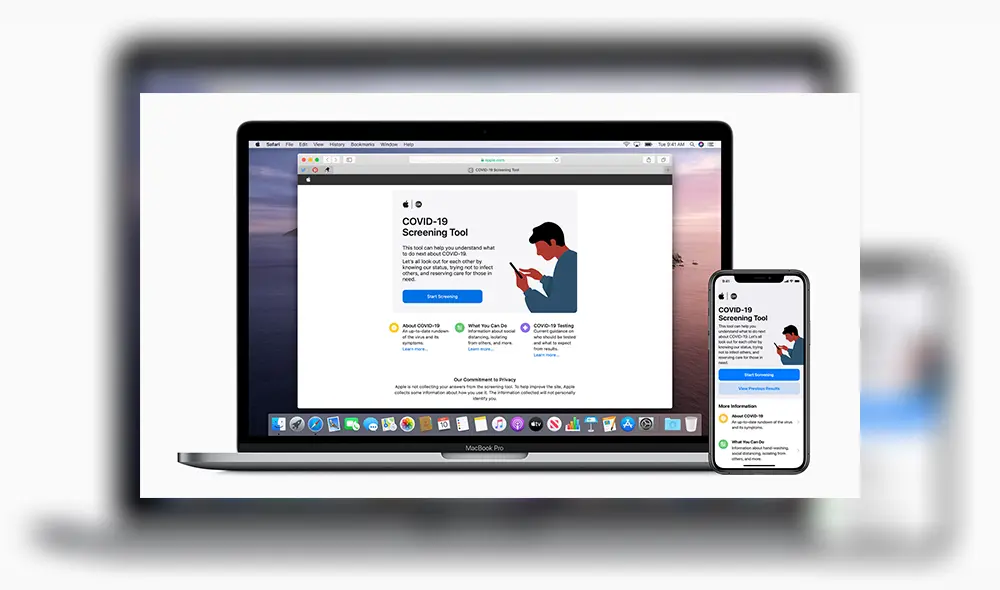 La aplicación y el sitio web Apple COVID-19 ayuda a orientar a las personas sobre las medidas que deben tomar para proteger su saud.