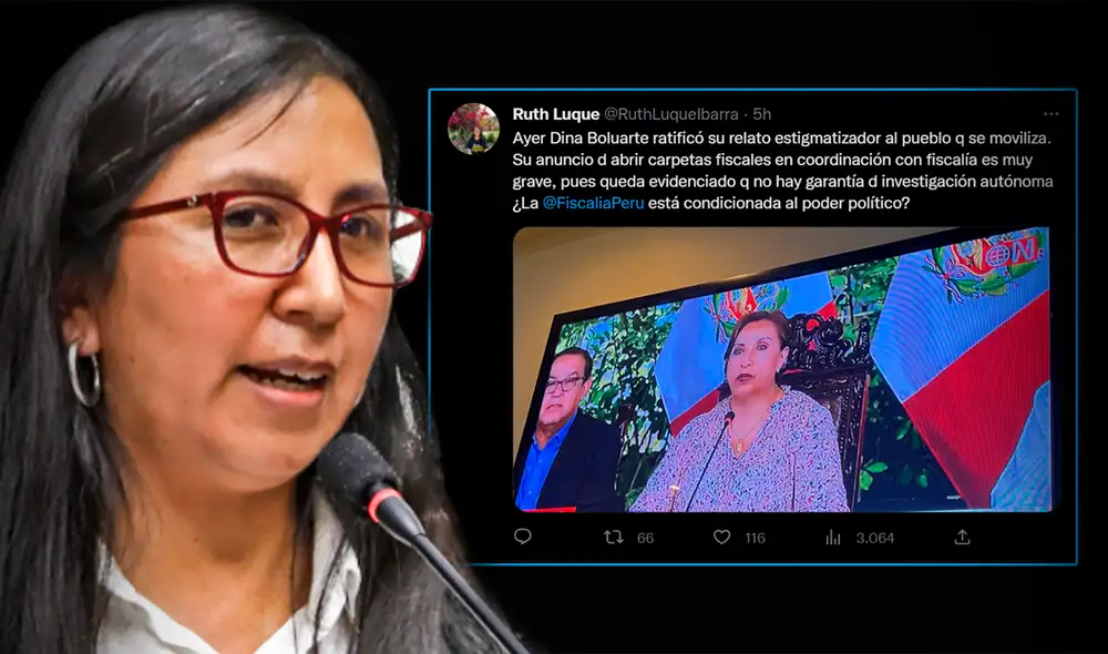 Ruth Luque opina sobre el discurso de Dina Boluarte. Foto: LR+