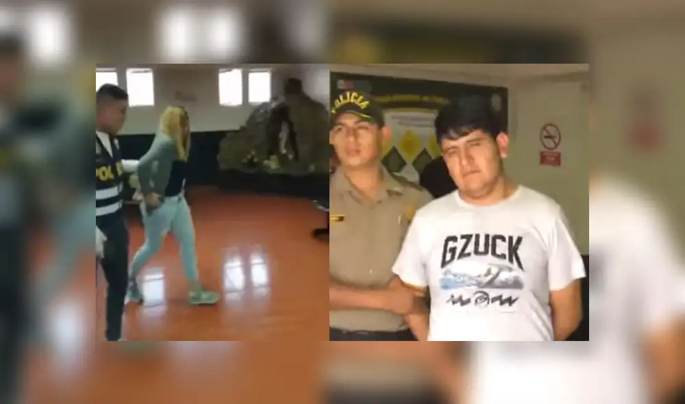 Mujeer y otros tres hombres fueron intervenidos por personal de la comisaría de Cotabambas. (Fotos: Captura de video / Noticia Al Día)