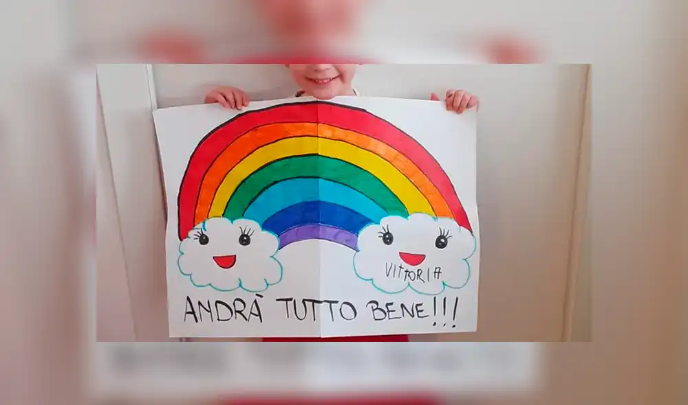 Niños italianos dibujan frases de esperanza. Foto: