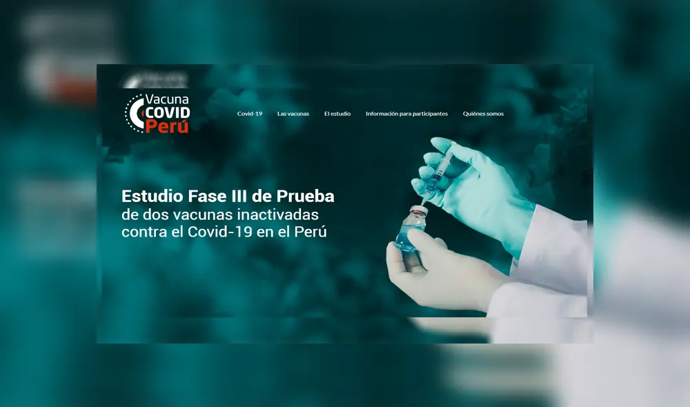 Se escogerán a 6 mil participantes de los ensayos clínicos. Captura: web Vacuna COVID Perú Se escogerán a 6 mil participantes de los ensayos clínicos. Captura: web Vacuna COVID Perú