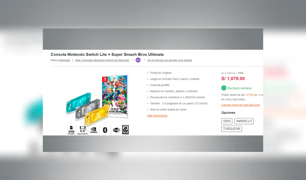 Nintendo Switch Lite alcanza precios increíbles en Perú por los Cyber Days.