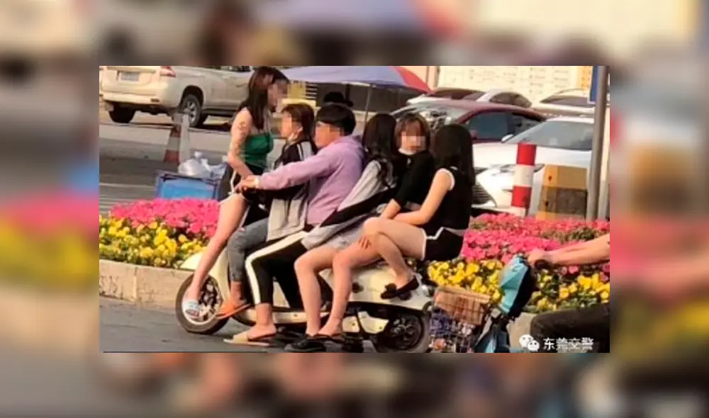 Desobedece la orden de distanciamiento social por coronavirus y lleva a cinco mujeres en su motocicleta [VIDEO]