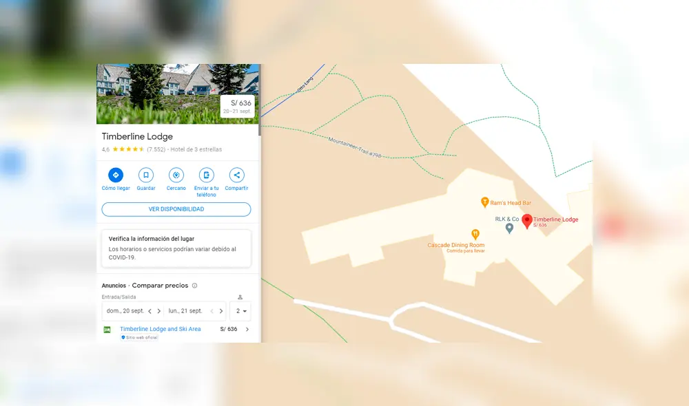 Desliza las imágenes para ver cómo luce uno de los lugares en los que se filmó El Resplandor, cinta basada en la obra de Stephen King. Fotocaptura: Google Maps.