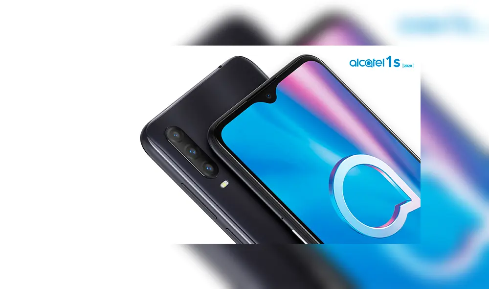 El Alcatel 1S (2020) llega con triple cámara trasera y lector de huellas dactilares.