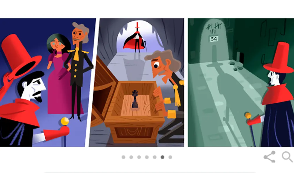 Doodle en honor a El conde del Montecristo. Captura: Google Doodle en honor a El conde del Montecristo. Captura: Google