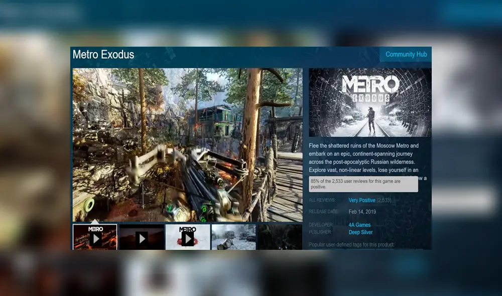 Steam se pronuncia sobre exclusividad de Metro Exodus y Epic Games Store.