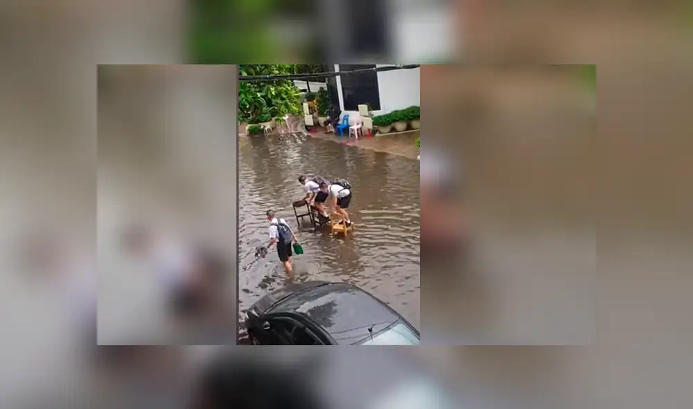 YouTube viral: Escolares usan ingeniosa maniobra para cruzar aniego y causan furor en redes [VIDEO]