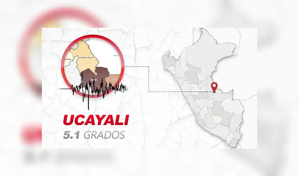 Sismo de magnitud 5.1 se registró esta noche en Ucayali. Foto: Composición GLR
