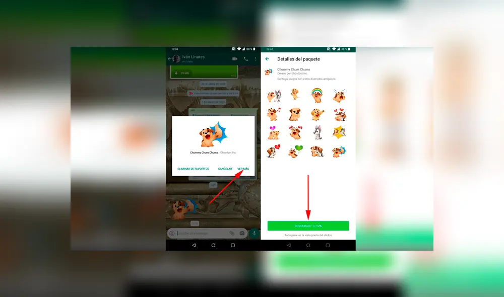 ¡Y hasta podremos descargar los que encontremos en nuestras conversaciones! Imagen: Xatakandroid. ¡Y hasta podremos descargar los que encontremos en nuestras conversaciones! Imagen: Xatakandroid.