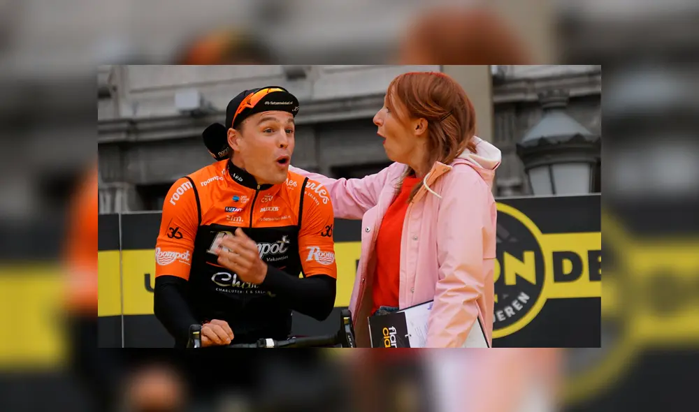 Periodista le roba un beso accidental a ciclista que entrevistaba [VIDEO]