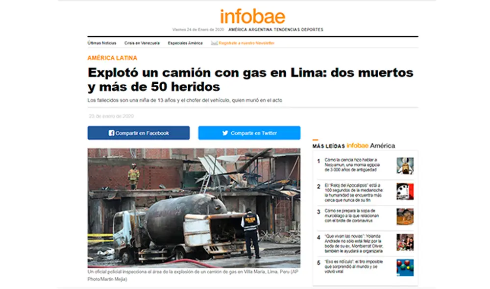 Así informó la prensa internacional sobre el incendio en Villa El Salvador