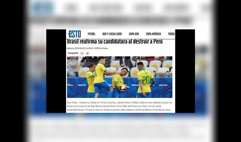 Perú vs. Brasil por Copa América 2019: Así informó la prensa internacional