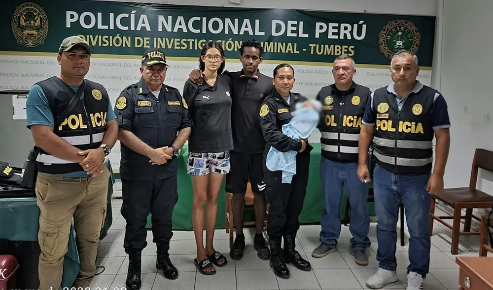 Bebé es rescatado en Tumbes, luego que fue arrancado de los brazos de sus padres. Foto: PNP.