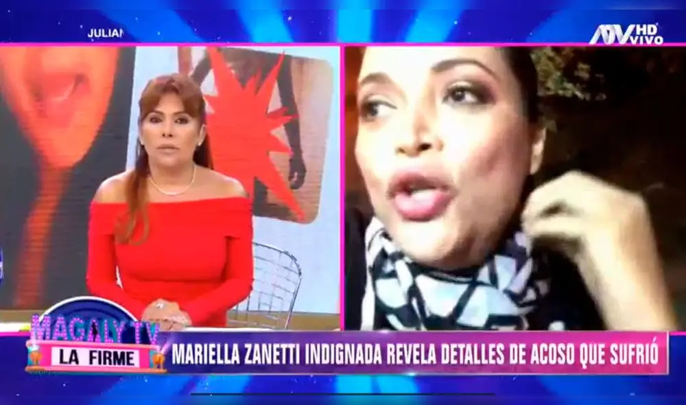 Mariella Zanetti se mostró indignada frente a Magaly Medina porque en sus redes sociales la acosan y le envían fotos de miembros viriles. Foto: captura ATV Mariella Zanetti se mostró indignada frente a Magaly Medina porque en sus redes sociales la acosan y le envían fotos de miembros viriles. Foto: captura ATV
