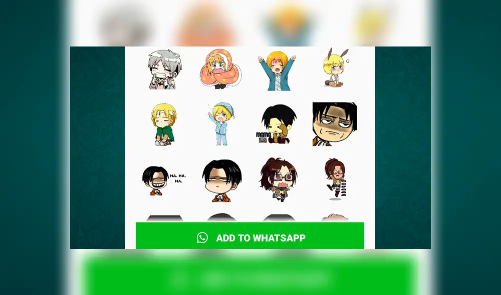 WhatsApp Trucos: Así podrás tener los stickers de ‘Shingeki no Kyojin’ que ya están disponibles en la app [FOTOS]