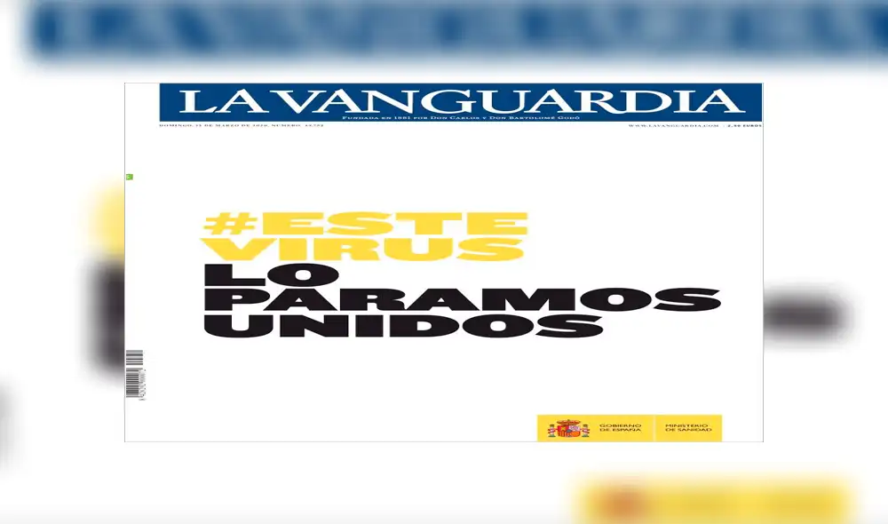 Diario La Vanguardia se unió a la campaña #EsteVirusLoParamosUnidos. Foto: Difusión. Diario La Vanguardia se unió a la campaña #EsteVirusLoParamosUnidos. Foto: Difusión.