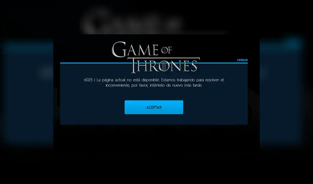 Game of Thrones: A minutos del final, HBO GO se cae e impide ver episodio a fans