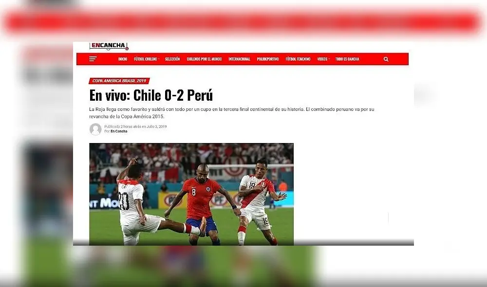 Copa América 2019: así informaron los medios chilenos la derrota de su selección Copa América 2019: así informaron los medios chilenos la derrota de su selección