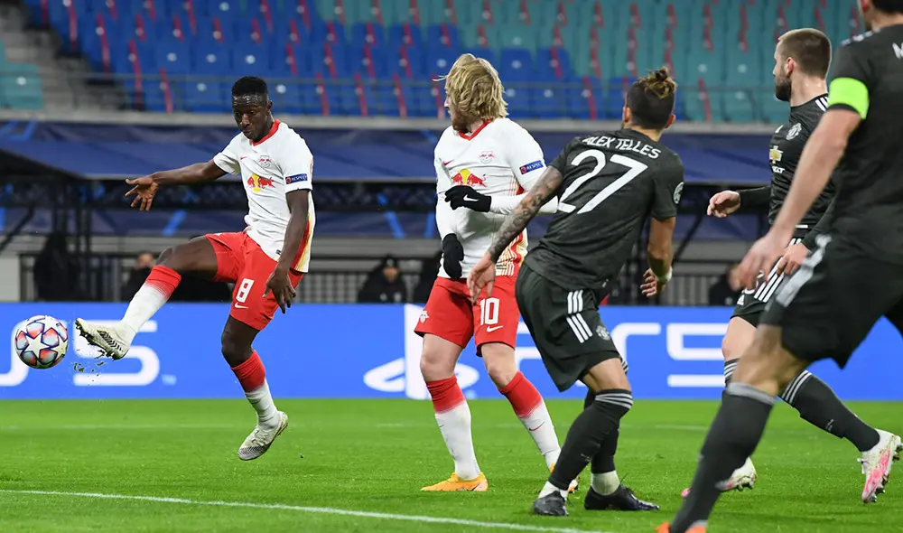 Leipzig vence al Manchester United por la Champions League. Foto: EFE