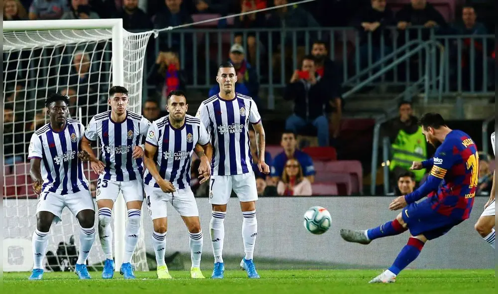 Tiro libre de Messi ante Valladolid. Foto: EFE Tiro libre de Messi ante Valladolid. Foto: EFE