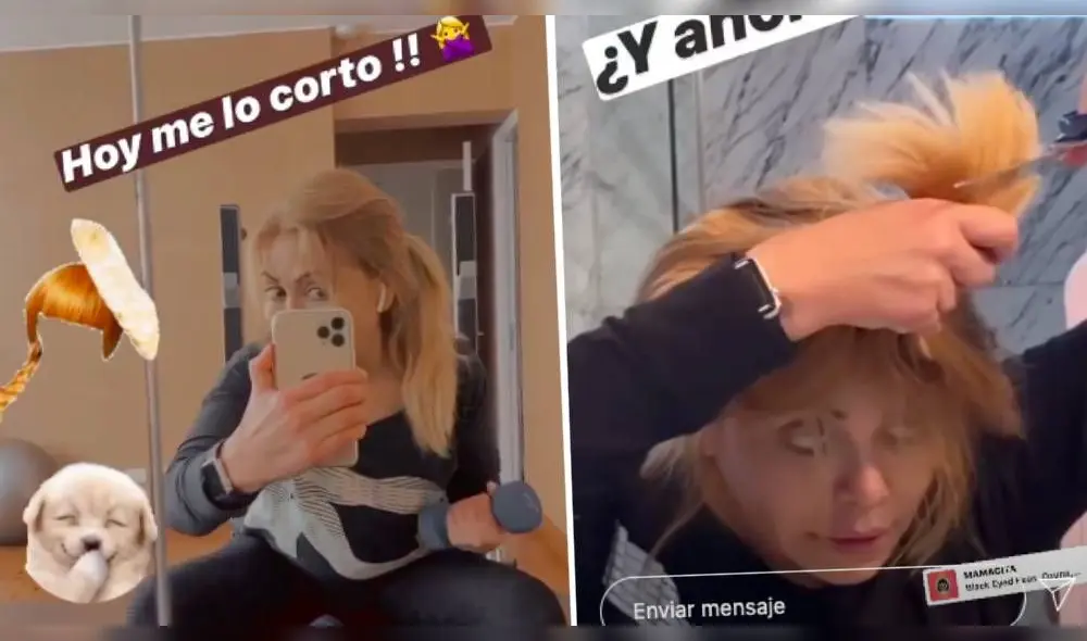 La conductora indicó en el video que se dio cuenta que su cabello había crecido demasiado mientras hacía ejercicios. (Foto: Captura Instagram)
